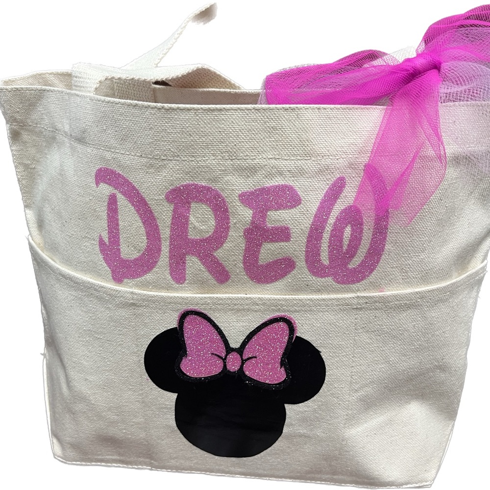 Canvas Mickey or Minnie Bags Personalized child’s name and favorite color.